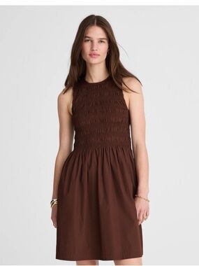 Madewell The Melody Smocked Mini Dress‎ Roasted Chicory Size Small NWT